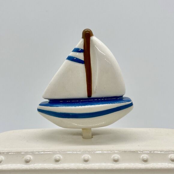 Nora Fleming Mini Retired Blue Sailboat A136 "Sail Me Away" Nautical Beach - Picture 1 of 4